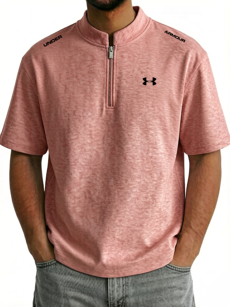 Classic Cotton Zip Stand Collar Tee