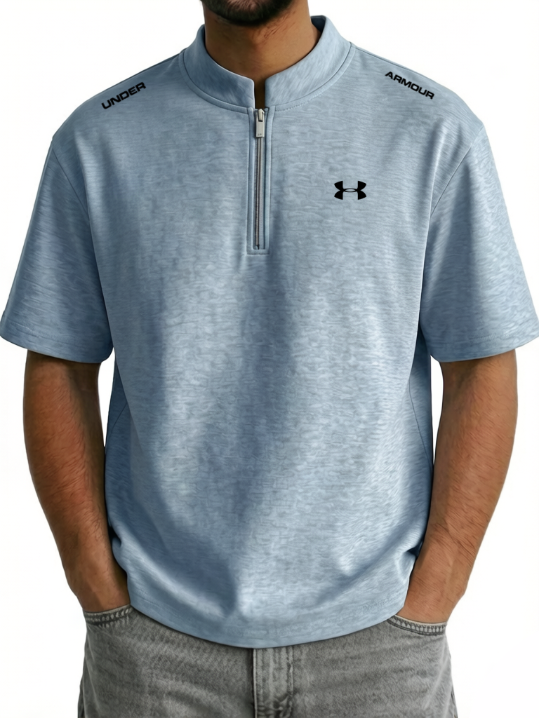 Classic Cotton Zip Stand Collar Tee